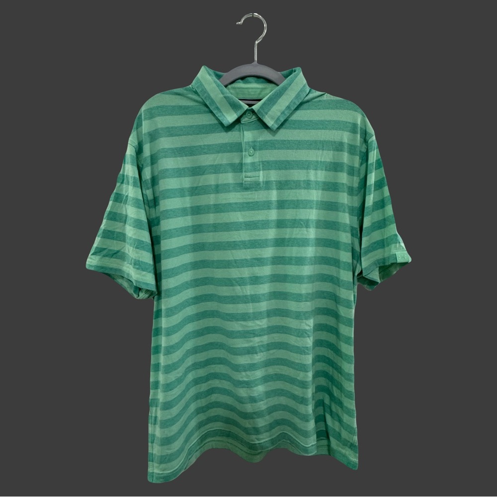EUC - Under Armour Heat Gear Striped Green Golf Polo